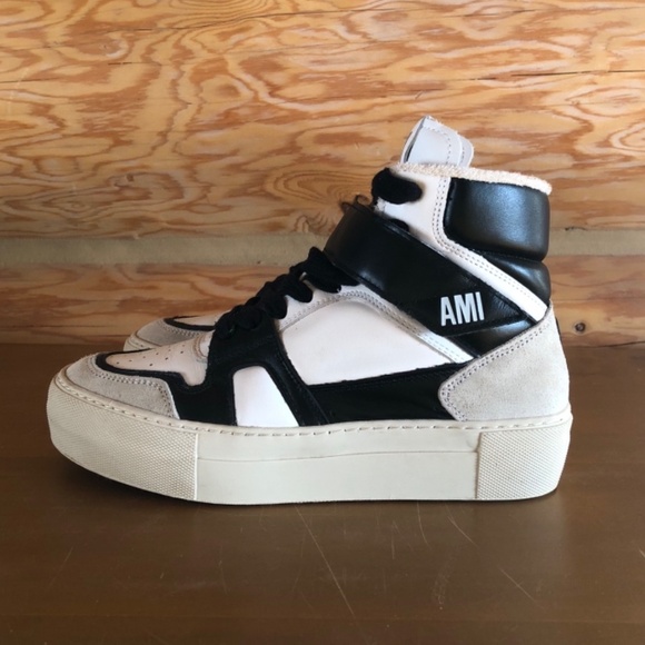 AMI ALEXANDRE MATTIUSSI Black and White ADC Hight Top Sneakers size 36 LIKE NEW - Picture 11 of 12